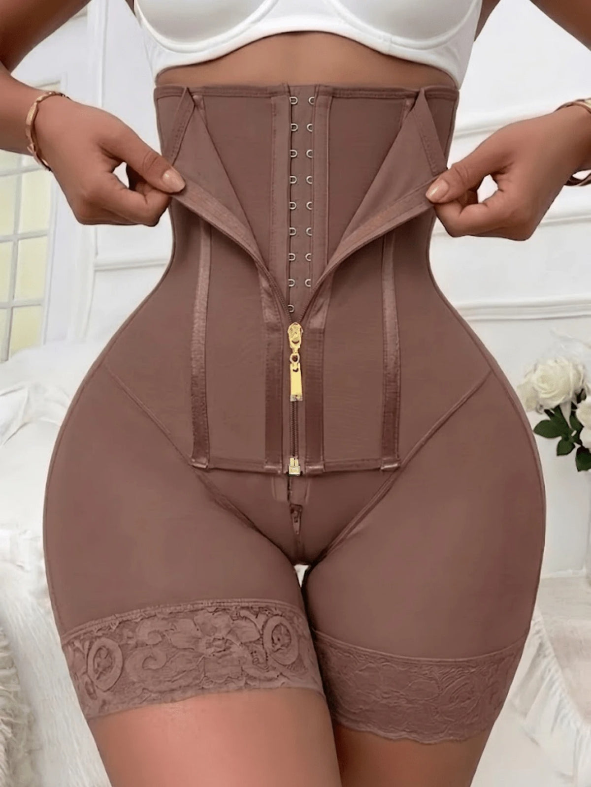 قطعة واحدة شورت تشكيل خصر عالي من كولومبيا، سروال تشكيل، إغلاق بسحاب، التحكم في البطن، مناسب لمناسبات متعددة