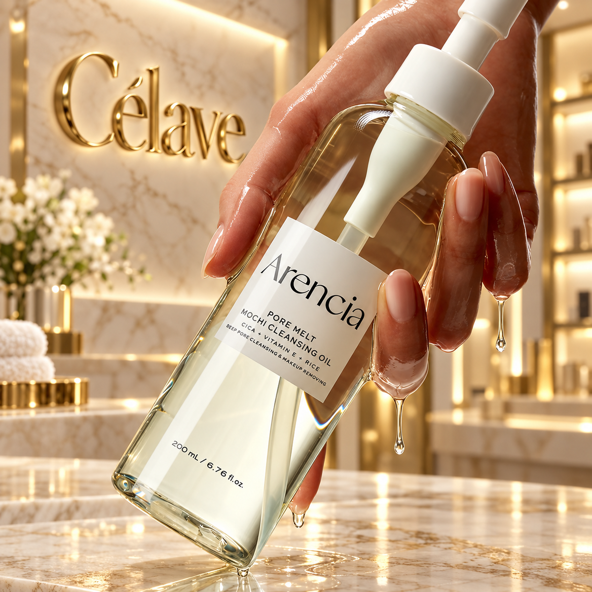 غسول زيتي كوري Arencia Pore Melt Mochi Cleansing Oil منظف زيتي خفيف وفعال في تنظيف المسام بعمق