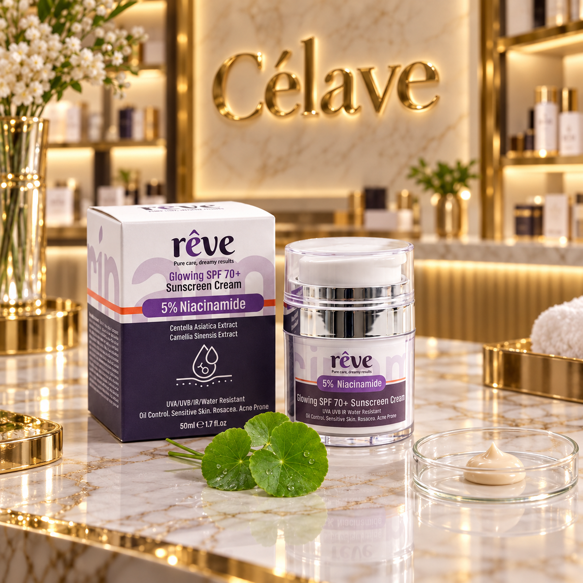 كريم واقي الشمس من reve SPF70 بنسبة 5% من النياسيناميد