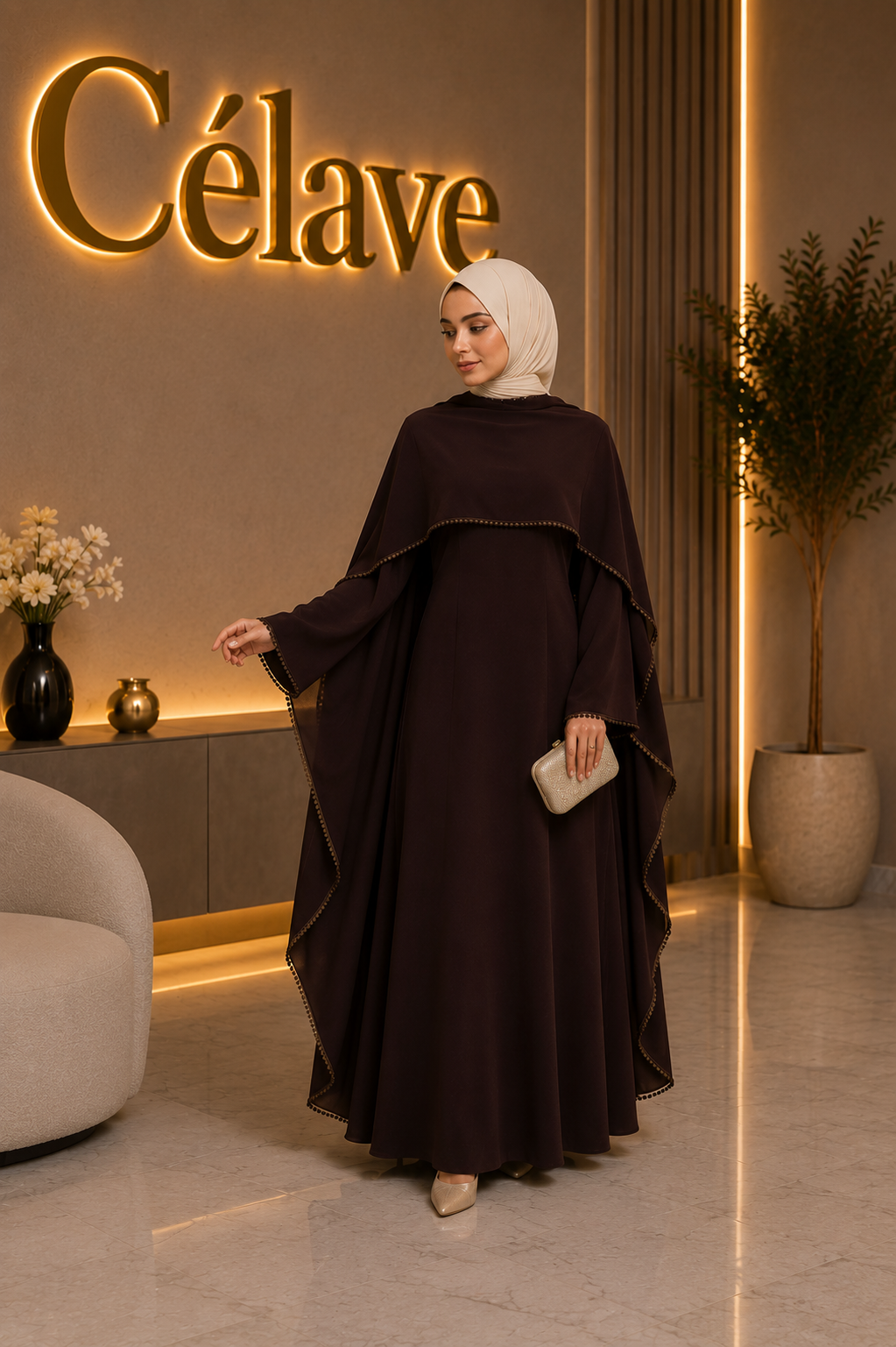 فستان ماكسي  مزين باللؤلؤ للنساء، أنيق بأكمام طويلة وخصر ضيق، عباءة إسلامية لربيع ، فساتين نسائية للعيد