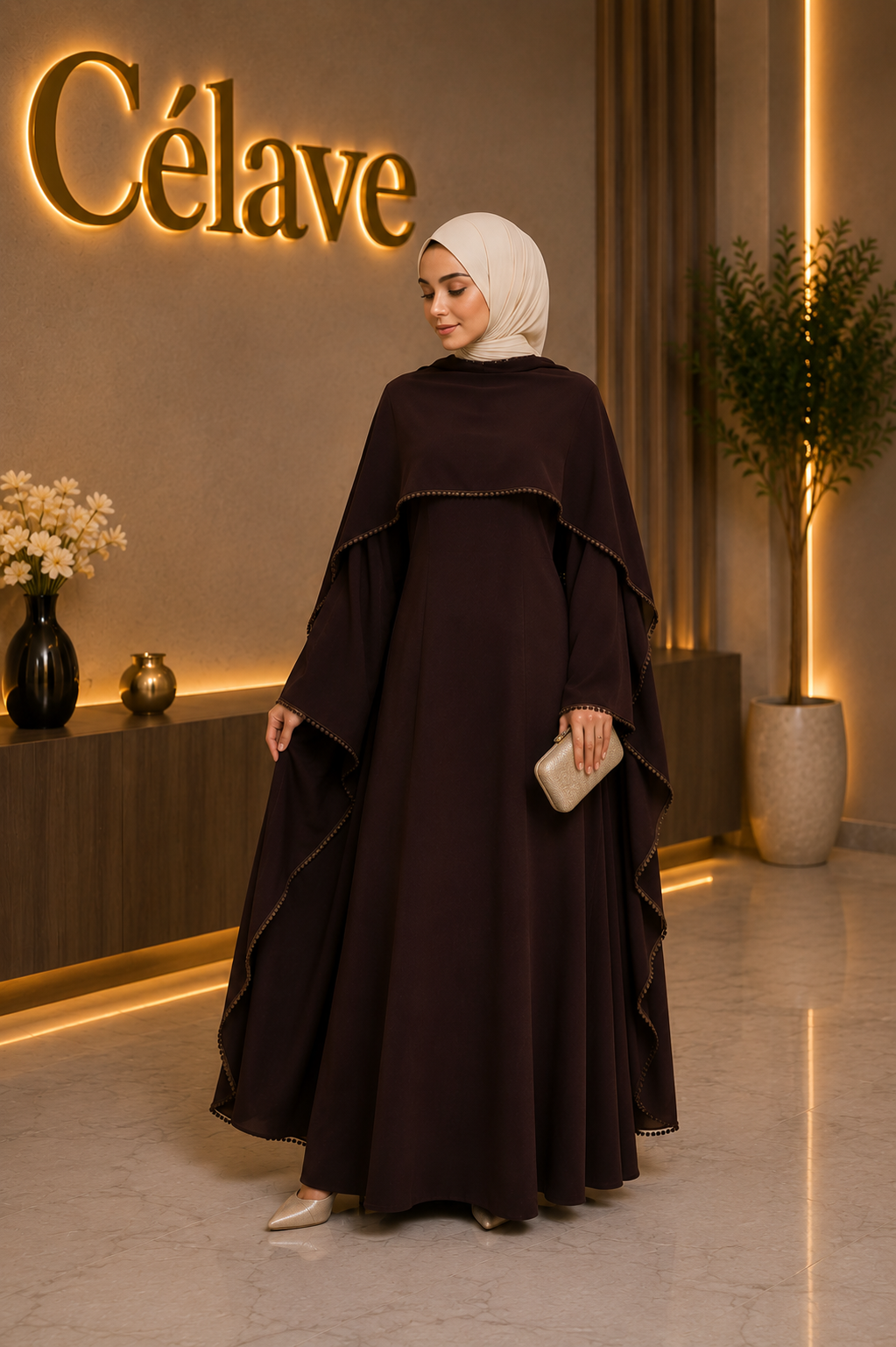 فستان ماكسي  مزين باللؤلؤ للنساء، أنيق بأكمام طويلة وخصر ضيق، عباءة إسلامية لربيع ، فساتين نسائية للعيد