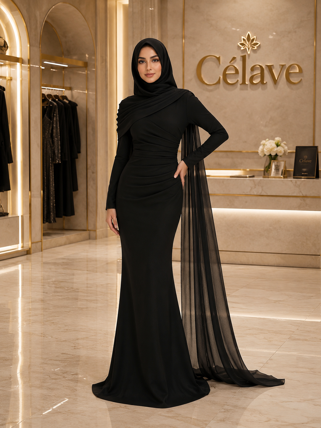 وشاح قماشي مرن أنيق وعصري وعاطفي مع حافة مكرمشة، ذيل سمكة، وذيل صغير، مناسب لضيوف الزفاف والمناسبات والأعياد والعطلات وحفلات الزفاف وفساتين الإكرام