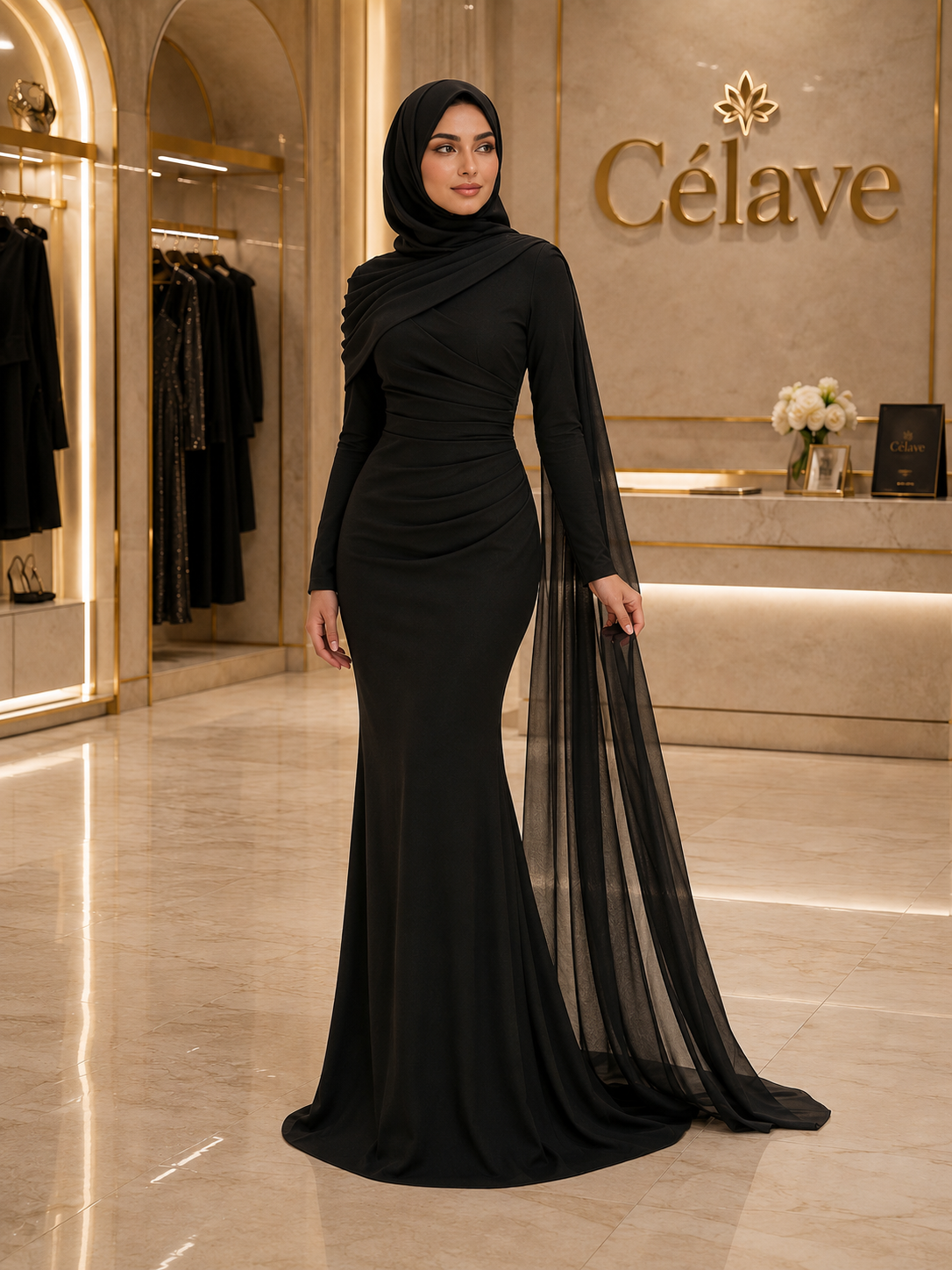 وشاح قماشي مرن أنيق وعصري وعاطفي مع حافة مكرمشة، ذيل سمكة، وذيل صغير، مناسب لضيوف الزفاف والمناسبات والأعياد والعطلات وحفلات الزفاف وفساتين الإكرام