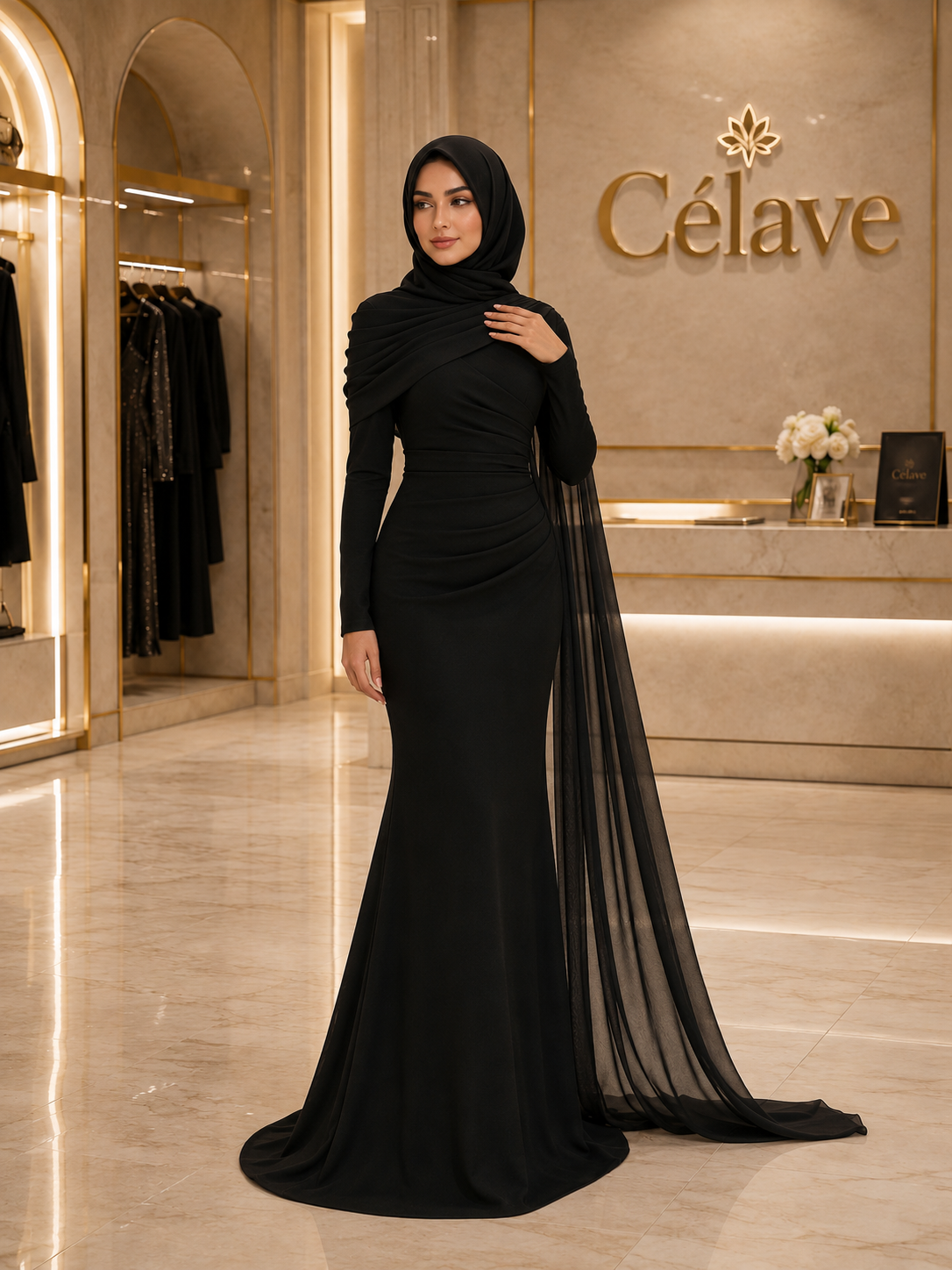 وشاح قماشي مرن أنيق وعصري وعاطفي مع حافة مكرمشة، ذيل سمكة، وذيل صغير، مناسب لضيوف الزفاف والمناسبات والأعياد والعطلات وحفلات الزفاف وفساتين الإكرام