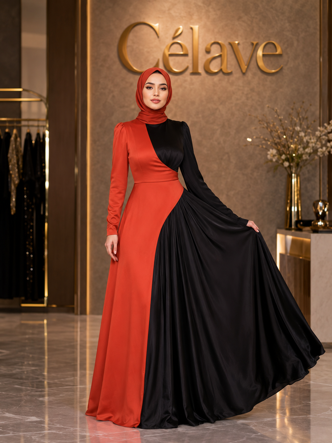 فستان إسلامي نصف ياقة عالية للنساء ، حزام نحيف ، عباية دبي ، تركيا ، العربية ، خمر ، ملابس إسلامية ، فستان فرنسي للنساء