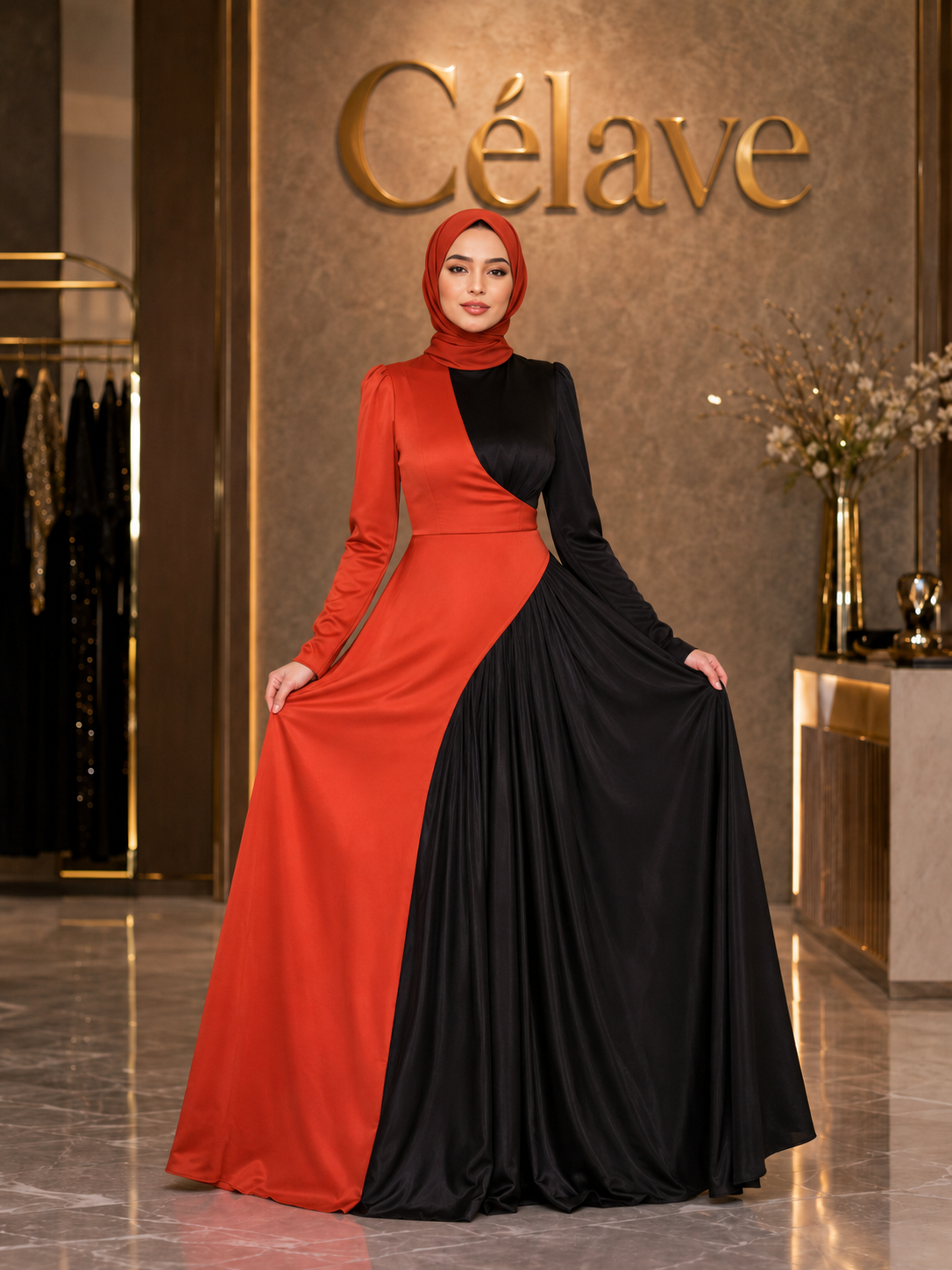 فستان إسلامي نصف ياقة عالية للنساء ، حزام نحيف ، عباية دبي ، تركيا ، العربية ، خمر ، ملابس إسلامية ، فستان فرنسي للنساء