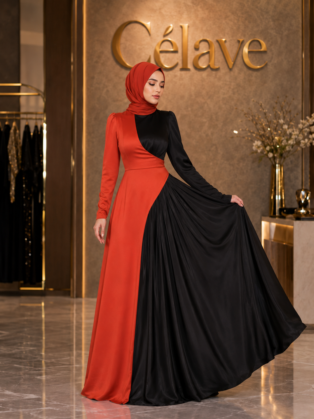 فستان إسلامي نصف ياقة عالية للنساء ، حزام نحيف ، عباية دبي ، تركيا ، العربية ، خمر ، ملابس إسلامية ، فستان فرنسي للنساء
