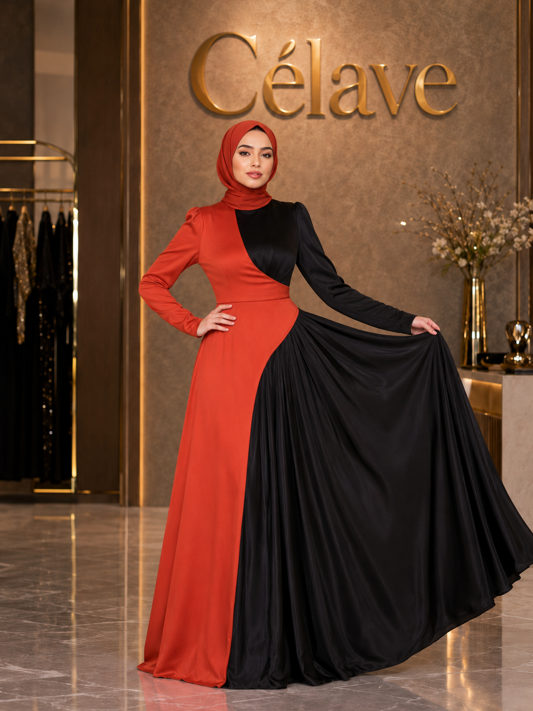 فستان إسلامي نصف ياقة عالية للنساء ، حزام نحيف ، عباية دبي ، تركيا ، العربية ، خمر ، ملابس إسلامية ، فستان فرنسي للنساء